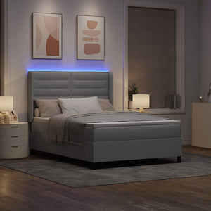 LED Κρεβάτι με βάθρο με στρώμα Ανοιχτό γκρι 160 x 200 cm ύφασμα - Pakobazaar