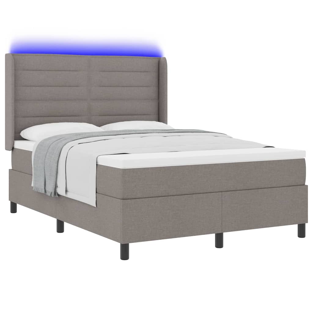 LED Κρεβάτι με βάθρο με κεφαλάρι Taupe 160 x 200 cm ύφασμα