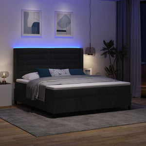 LED Κρεβάτι με βάθρο με στρώμα Μαύρο 180 x 200 cm ύφασμα - Pakobazaar