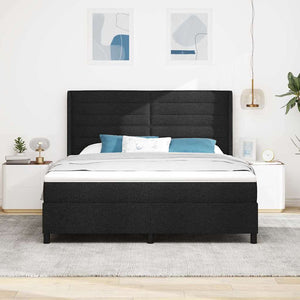 LED Κρεβάτι με βάθρο με στρώμα Μαύρο 180 x 200 cm ύφασμα - Pakobazaar