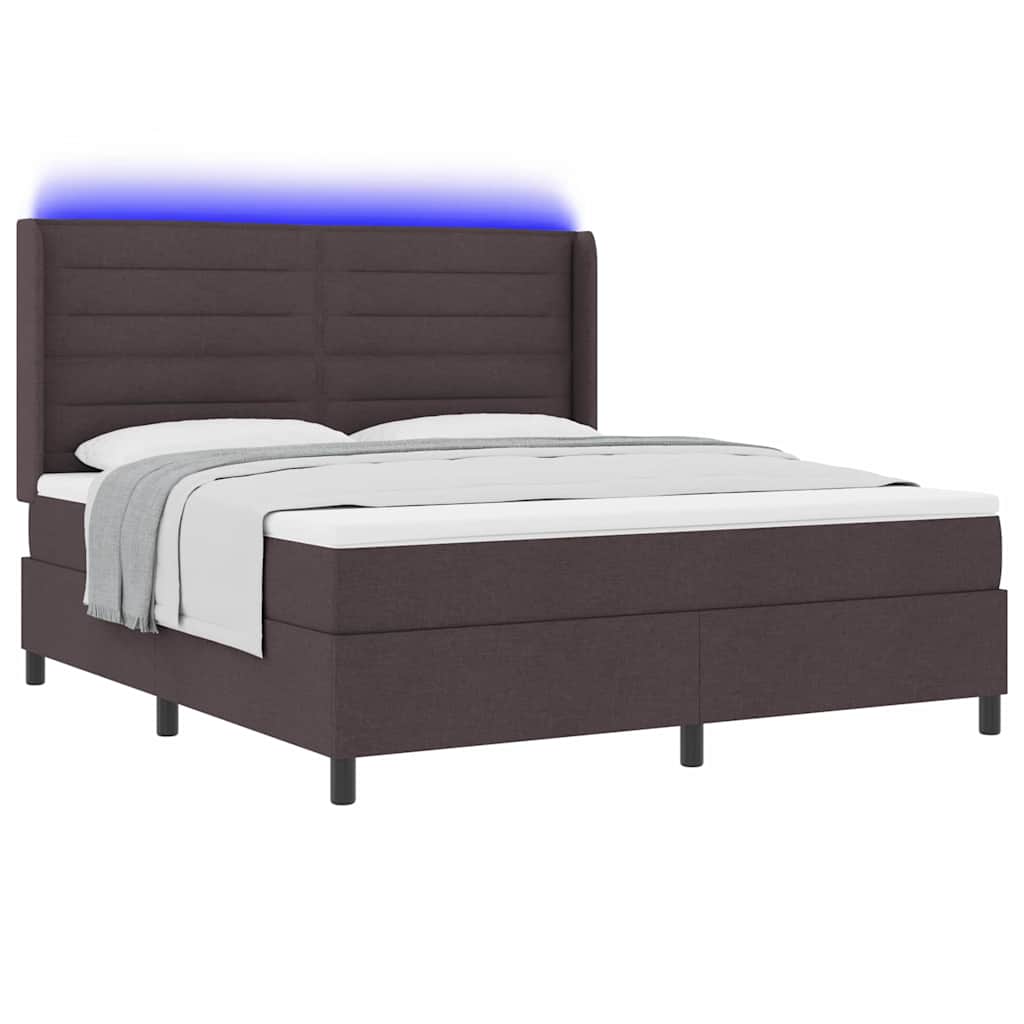 LED Κρεβάτι με βάθρο Σκούρο Καφέ 180 x 200 cm ύφασμα - Pakobazaar