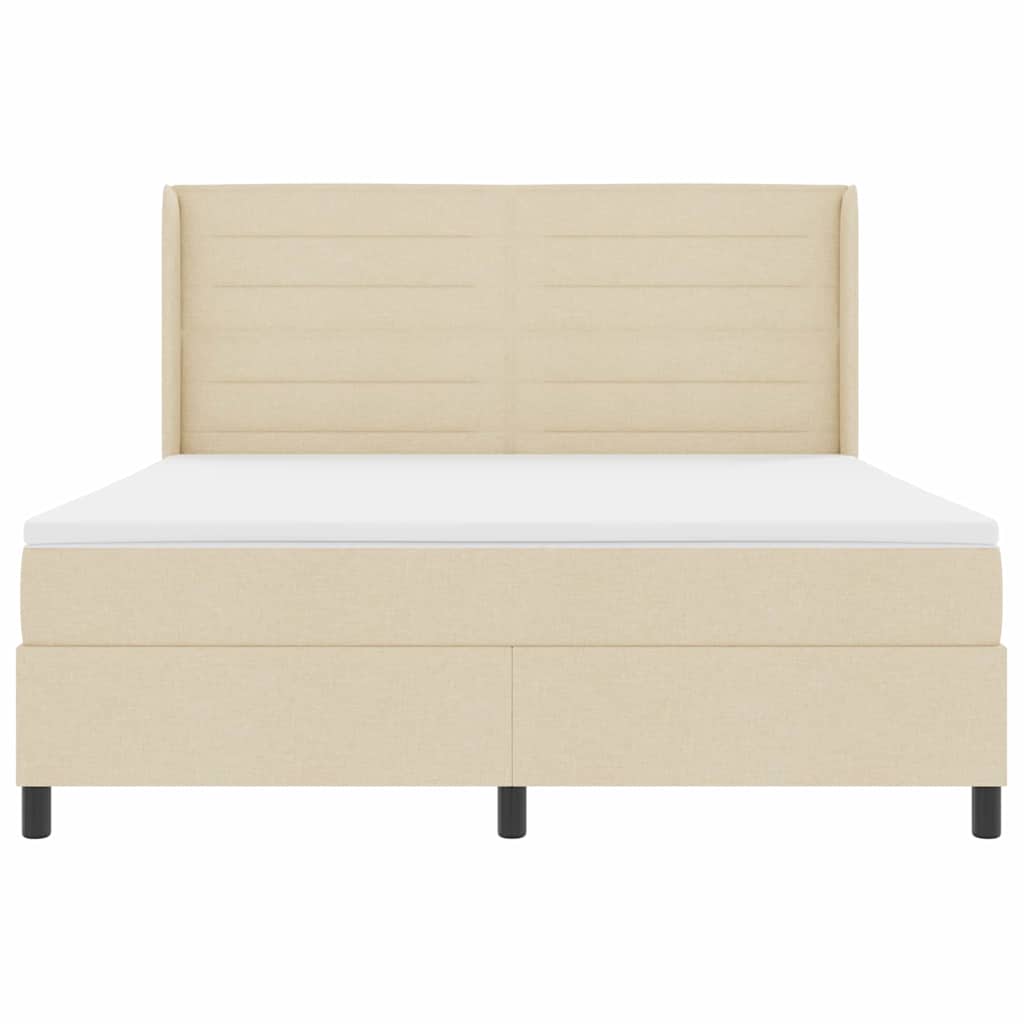LED Κρεβάτι με βάθρο με στρώμα Κρεμ 180 x 200 cm ύφασμα - Pakobazaar