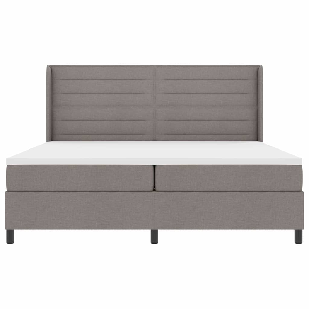 LED Κρεβάτι με βάθρο με στρώμα Taupe 200 x 200 cm ύφασμα - Pakobazaar