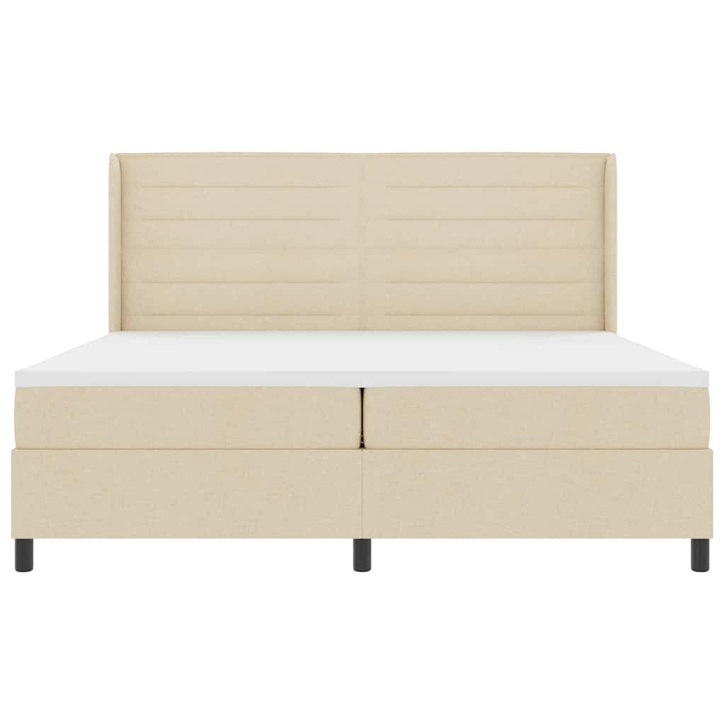 LED Κρεβάτι με βάθρο με στρώμα Κρεμ 200 x 200 cm ύφασμα - Pakobazaar