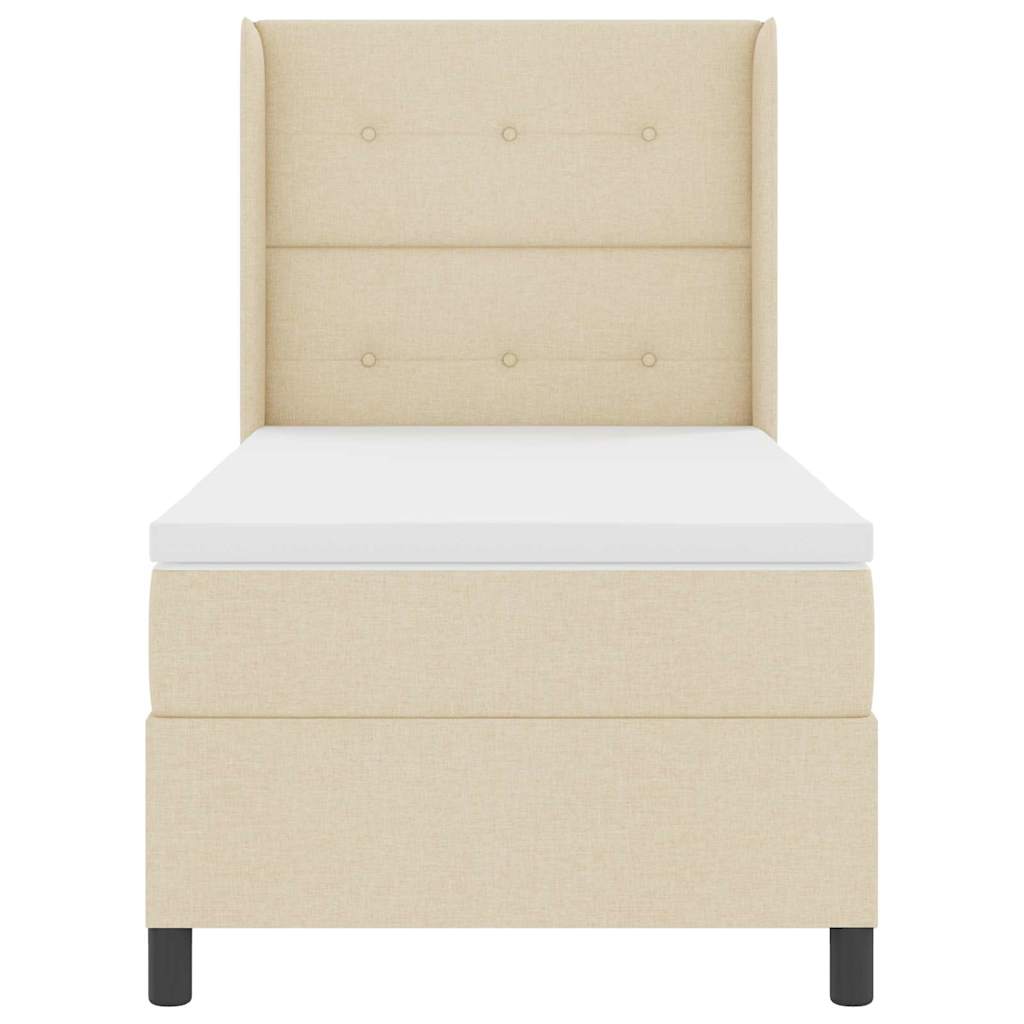 LED Κρεβάτι με βάθρο με στρώμα Κρεμ 80 x 200 cm ύφασμα - Pakobazaar