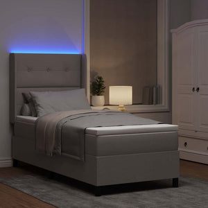 LED Κρεβάτι με βάθρο με κεφαλάρι Taupe 90 x 190 cm ύφασμα