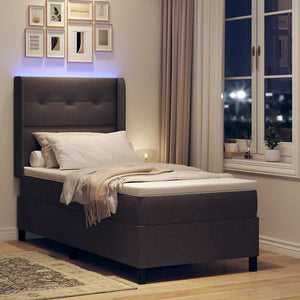 LED Κρεβάτι με βάθρο με κεφαλάρι Σκούρο Καφέ 90 x 200 cm ύφασμα - Pakobazaar