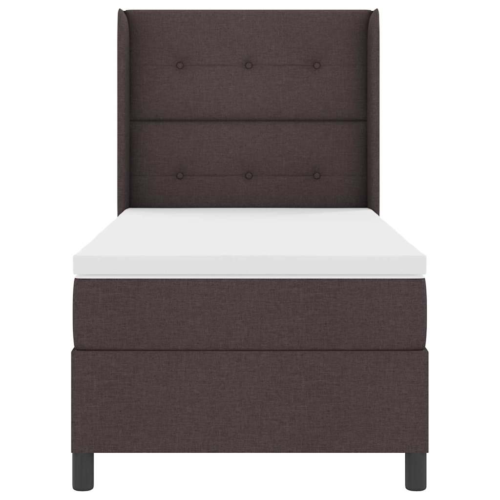 LED Κρεβάτι με βάθρο με στρώμα Σκούρο Καφέ 90 x 200 cm ύφασμα