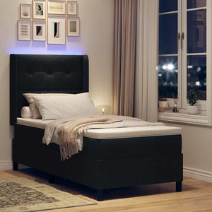 LED Κρεβάτι με βάθρο με κεφαλάρι Μαύρο 100 x 200 cm ύφασμα - Pakobazaar