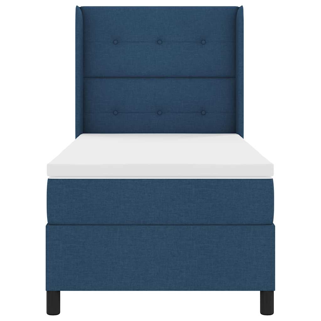 LED Κρεβάτι με βάθρο με στρώμα Μπλε 100 x 200 cm ύφασμα - Pakobazaar