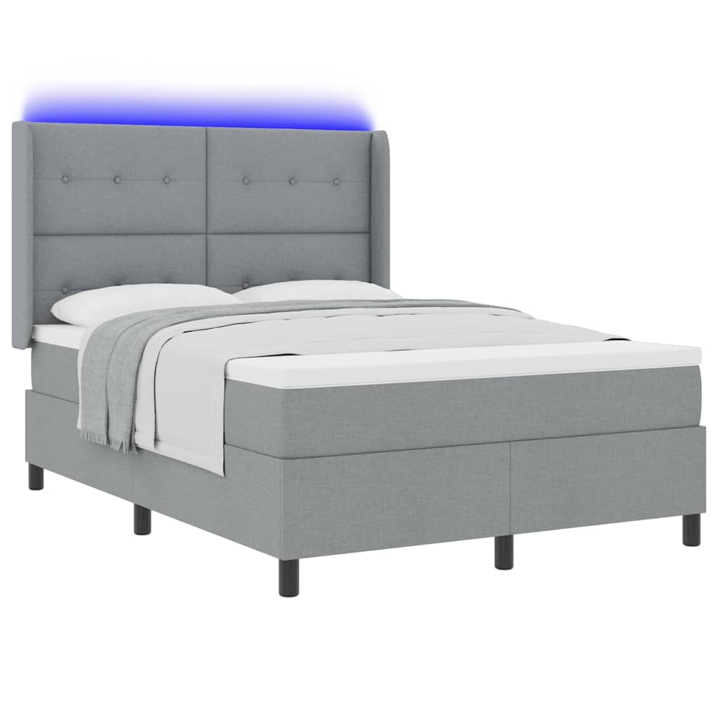 LED Κρεβάτι με βάθρο με στρώμα Ανοιχτό γκρι 140 x 200 cm ύφασμα - Pakobazaar