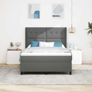 LED Κρεβάτι με βάθρο με στρώμα Σκούρο Γκρι 140 x 200 cm ύφασμα - Pakobazaar