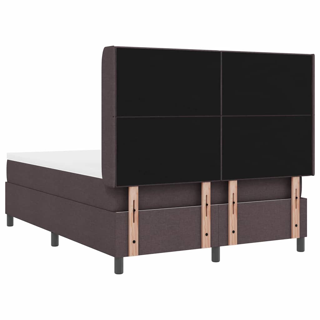 LED Κρεβάτι με βάθρο με στρώμα Σκούρο Καφέ 140 x 200 cm ύφασμα - Pakobazaar