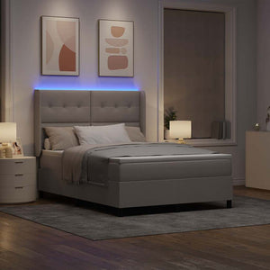 LED Κρεβάτι με βάθρο με στρώμα Taupe 160 x 200 cm ύφασμα - Pakobazaar