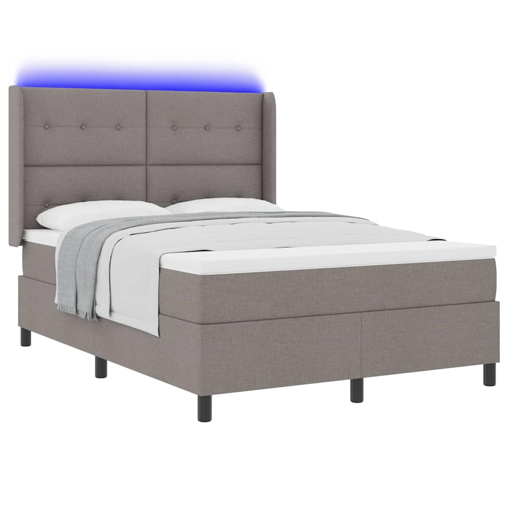 LED Κρεβάτι με βάθρο με στρώμα Taupe 160 x 200 cm ύφασμα - Pakobazaar