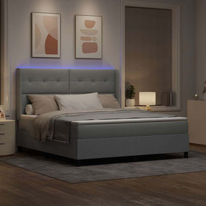 LED Κρεβάτι με βάθρο με στρώμα Ανοιχτό γκρι 180 x 200 cm ύφασμα - Pakobazaar