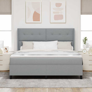 LED Κρεβάτι με βάθρο με στρώμα Ανοιχτό γκρι 180 x 200 cm ύφασμα - Pakobazaar