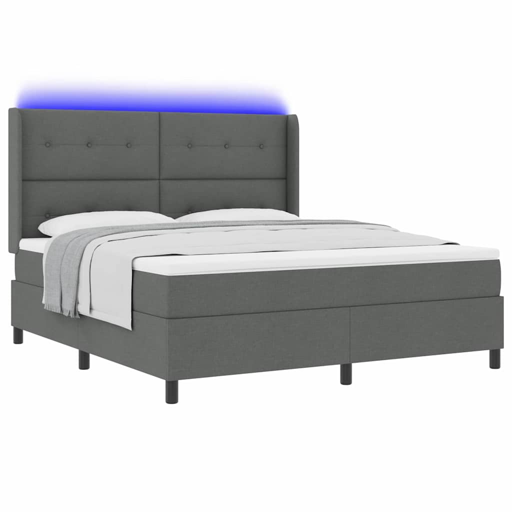 LED Κρεβάτι με βάθρο Σκούρο Γκρι 180 x 200 cm ύφασμα - Pakobazaar