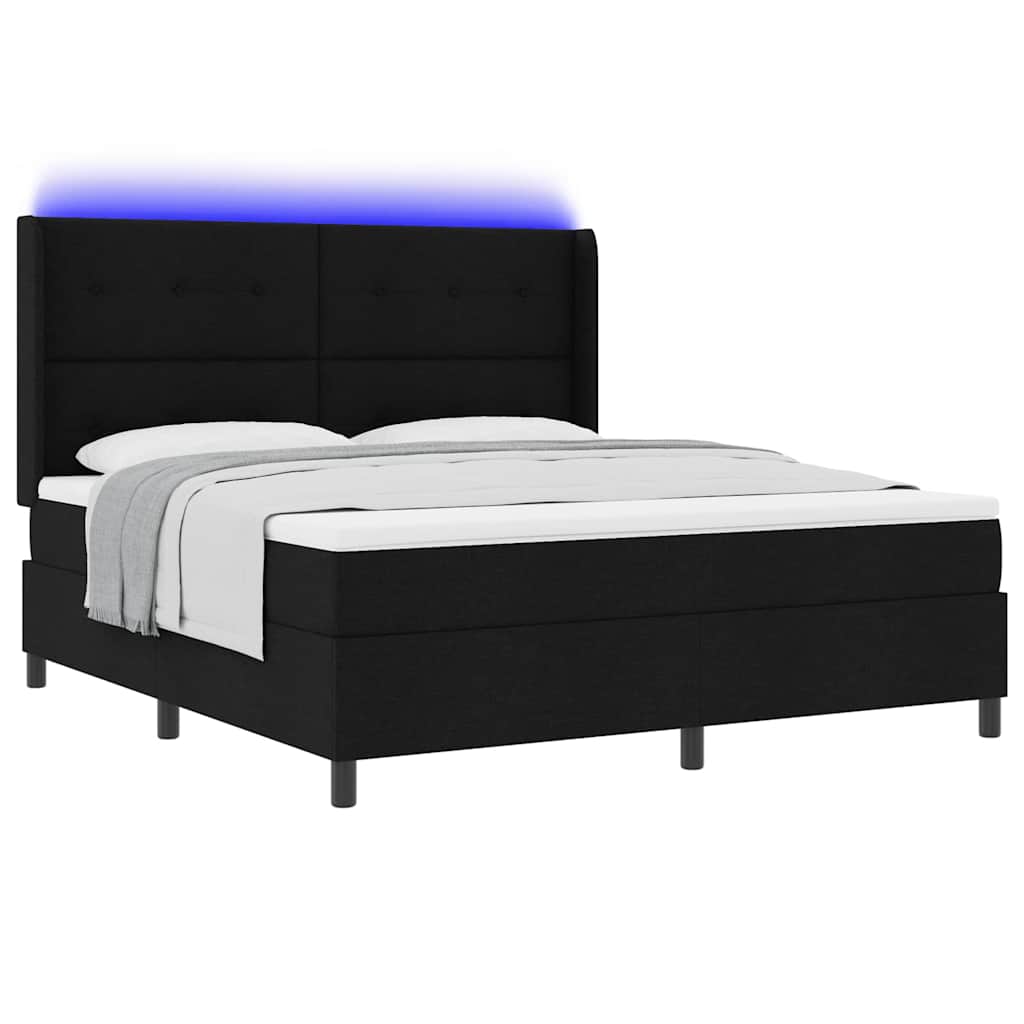 LED Κρεβάτι με βάθρο με στρώμα Μαύρο 180 x 200 cm ύφασμα - Pakobazaar