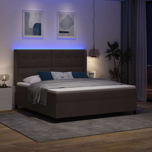 LED Κρεβάτι με βάθρο Σκούρο Καφέ 180 x 200 cm ύφασμα - Pakobazaar