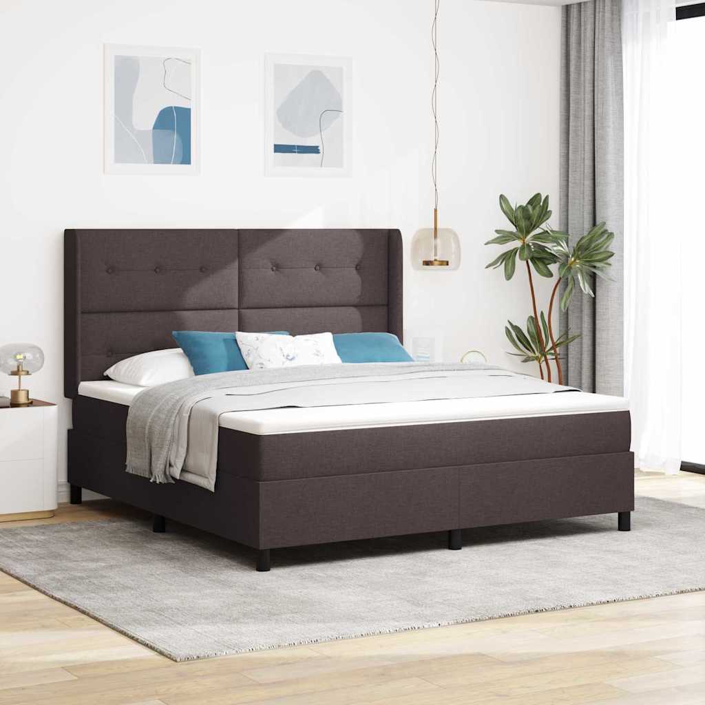 LED Κρεβάτι με βάθρο Σκούρο Καφέ 180 x 200 cm ύφασμα - Pakobazaar