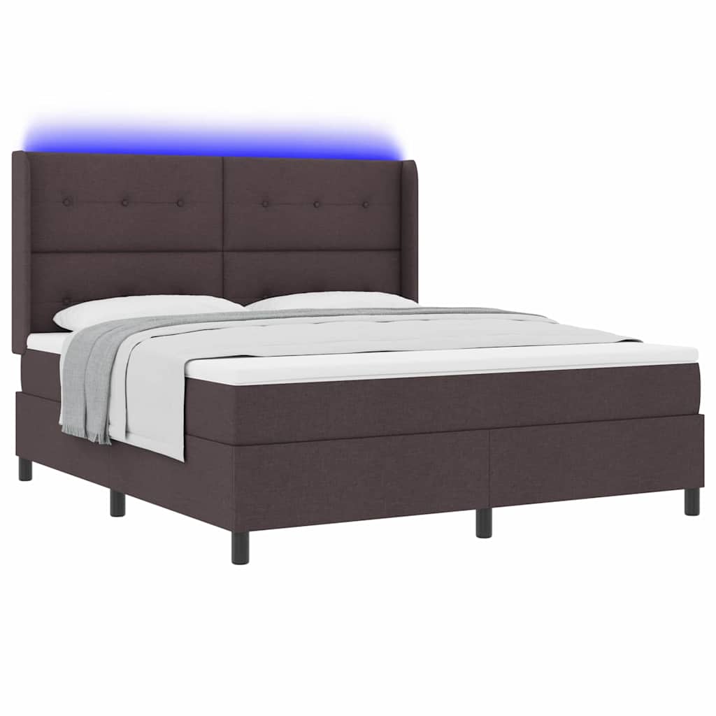 LED Κρεβάτι με βάθρο Σκούρο Καφέ 180 x 200 cm ύφασμα - Pakobazaar