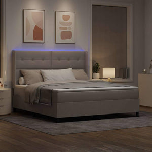 LED Κρεβάτι με βάθρο με στρώμα Taupe 180 x 200 cm ύφασμα - Pakobazaar