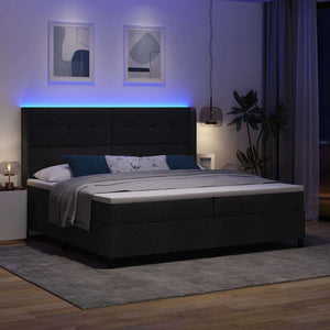 LED Κρεβάτι με βάθρο με κεφαλάρι Μαύρο 200 x 200 cm ύφασμα