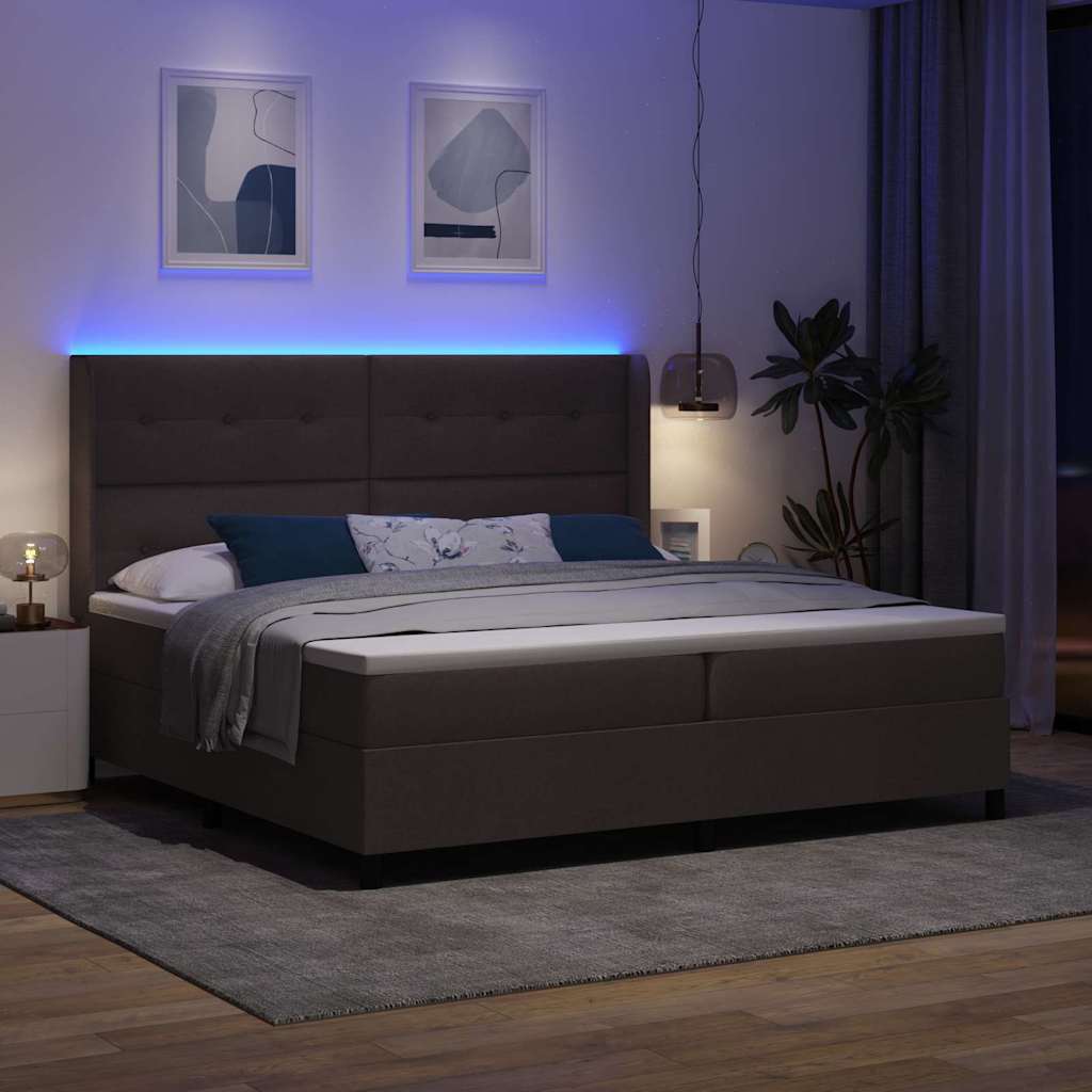 LED Κρεβάτι με βάθρο Σκούρο Καφέ 200 x 200 cm ύφασμα - Pakobazaar