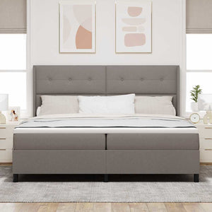 LED Κρεβάτι με βάθρο με κεφαλάρι Taupe 200 x 200 cm ύφασμα