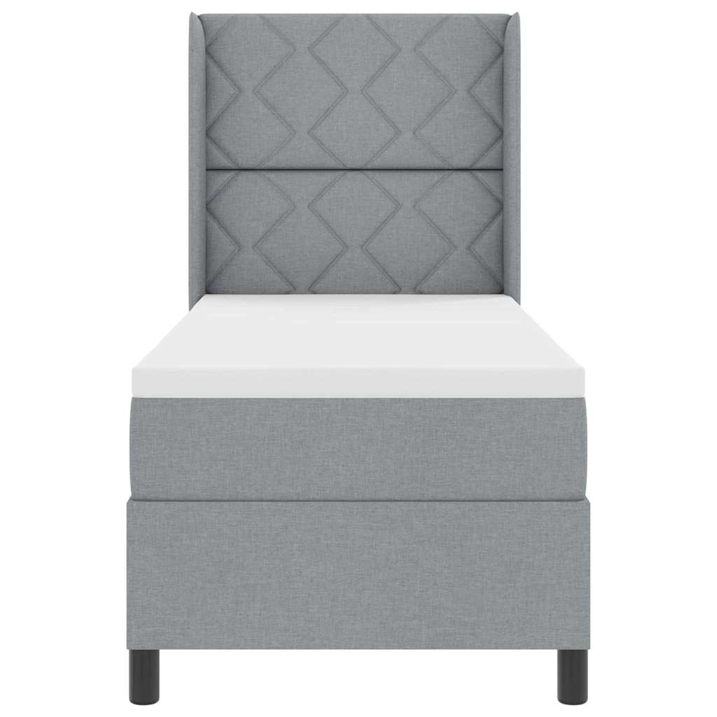 LED Κρεβάτι με βάθρο με στρώμα Ανοιχτό γκρι 80 x 200 cm ύφασμα - Pakobazaar