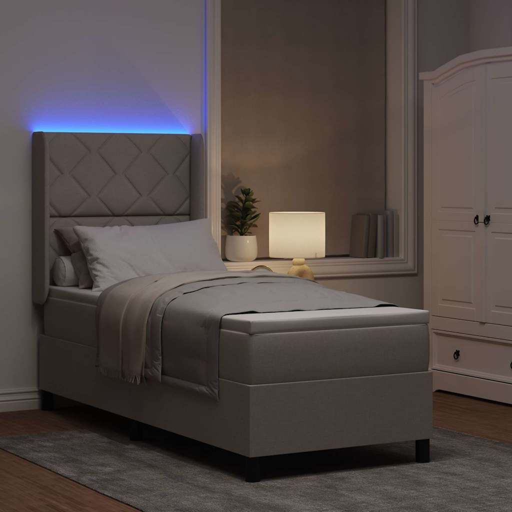 LED Κρεβάτι με βάθρο με κεφαλάρι Taupe 80 x 200 cm ύφασμα - Pakobazaar