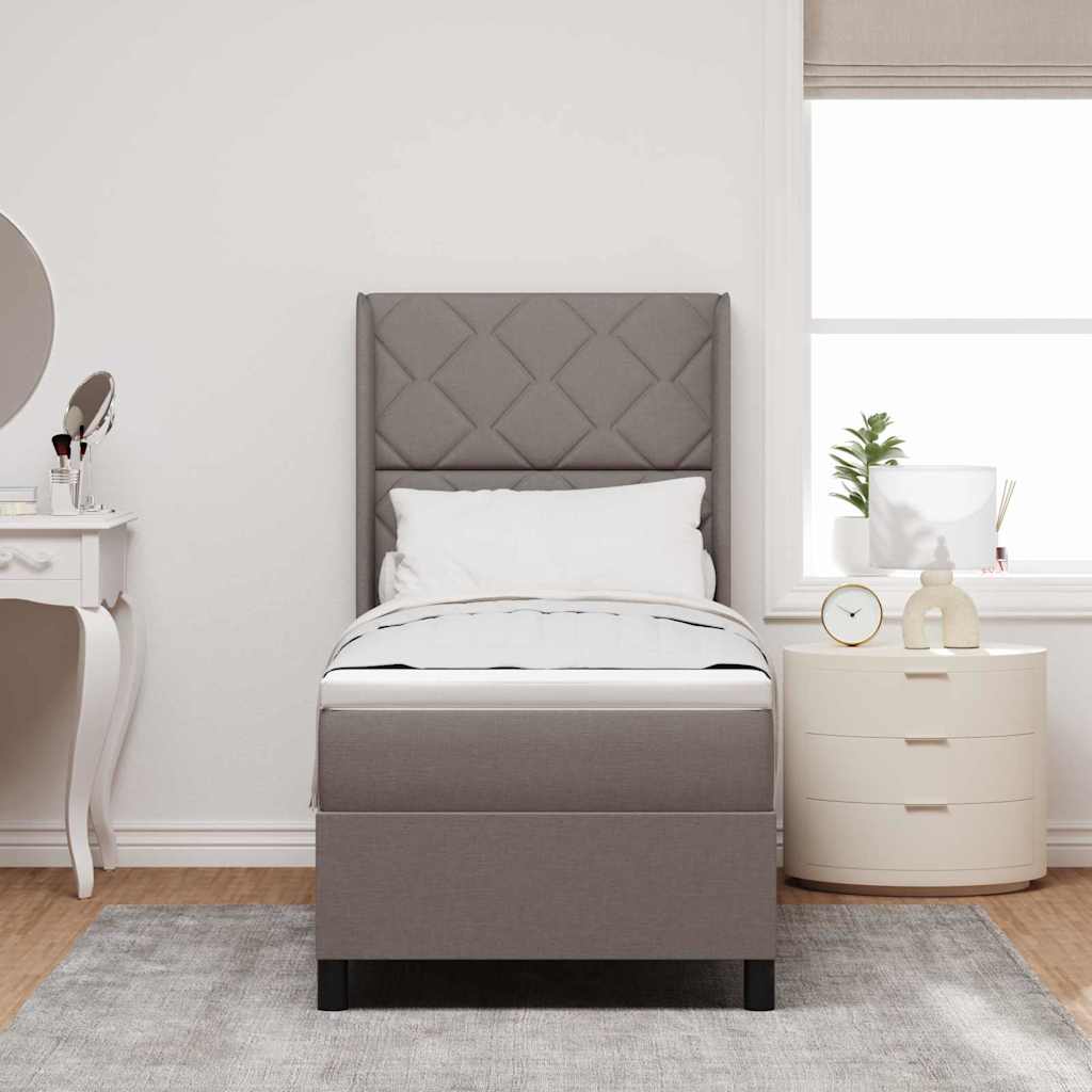 LED Κρεβάτι με βάθρο με κεφαλάρι Taupe 80 x 200 cm ύφασμα - Pakobazaar