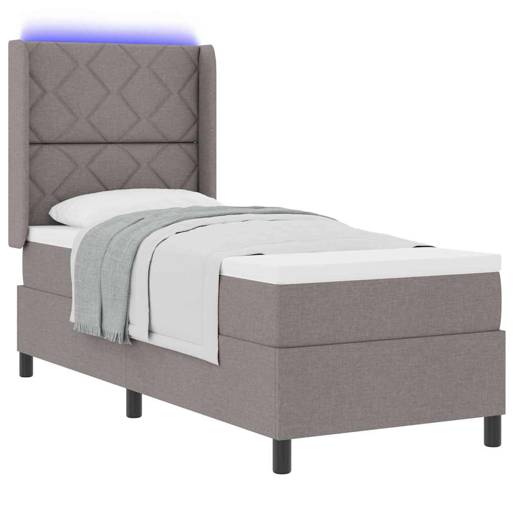 LED Κρεβάτι με βάθρο με κεφαλάρι Taupe 80 x 200 cm ύφασμα - Pakobazaar