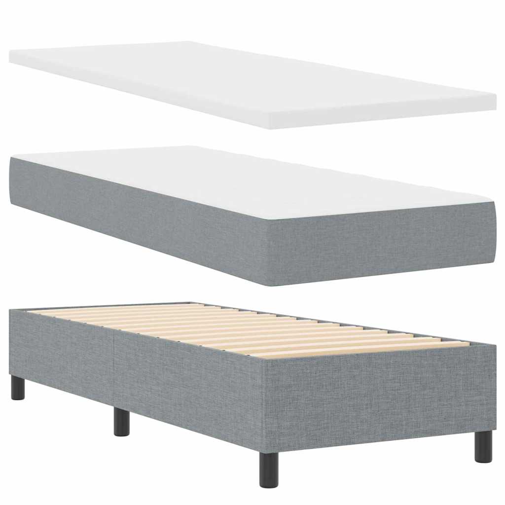 LED Κρεβάτι με βάθρο Ανοιχτό γκρι 90 x 190 cm ύφασμα - Pakobazaar
