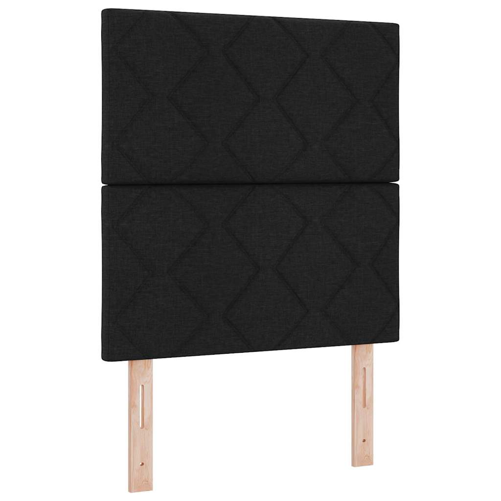 LED Κρεβάτι με βάθρο με κεφαλάρι Μαύρο 90 x 190 cm ύφασμα - Pakobazaar