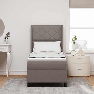 LED Κρεβάτι με βάθρο με κεφαλάρι Taupe 90 x 190 cm ύφασμα