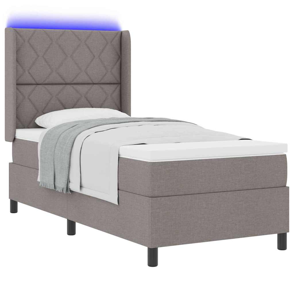 LED Κρεβάτι με βάθρο με κεφαλάρι Taupe 90 x 200 cm ύφασμα - Pakobazaar
