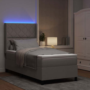 LED Κρεβάτι με βάθρο με κεφαλάρι Taupe 100 x 200 cm ύφασμα - Pakobazaar