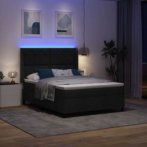 LED Κρεβάτι με βάθρο με κεφαλάρι Μαύρο 140 x 190 cm ύφασμα