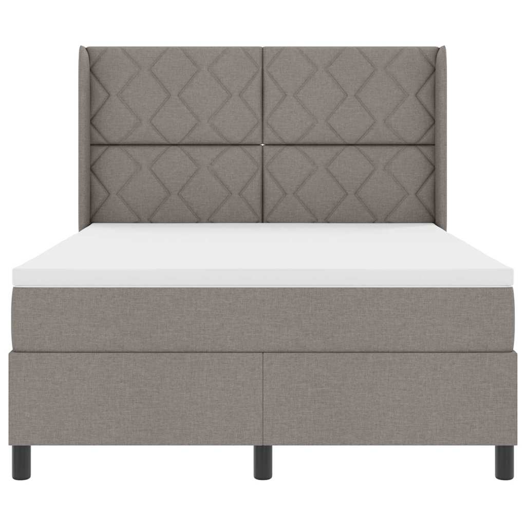LED Κρεβάτι με βάθρο με κεφαλάρι Taupe 140 x 190 cm ύφασμα - Pakobazaar