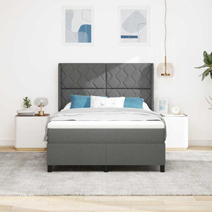 LED Κρεβάτι με βάθρο Σκούρο Γκρι 140 x 200 cm ύφασμα