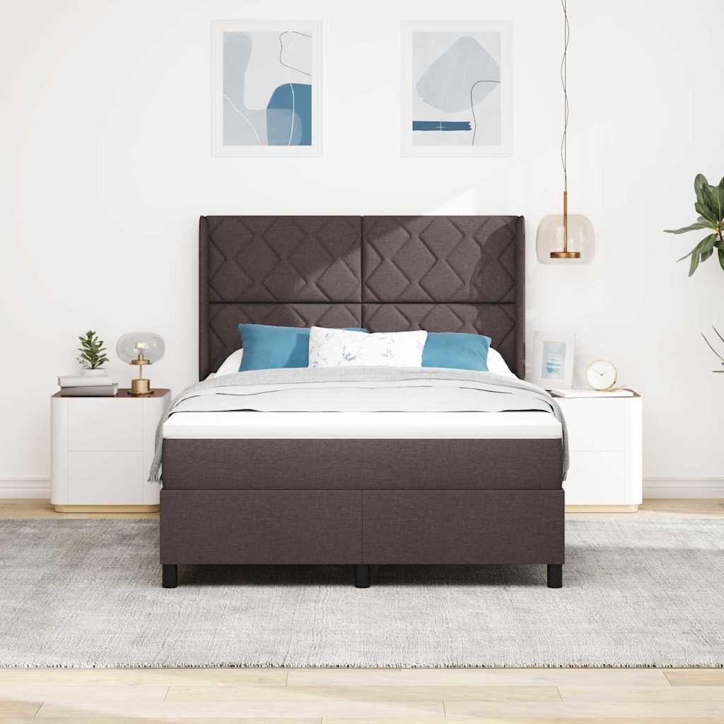 LED Κρεβάτι με βάθρο Σκούρο Καφέ 140 x 200 cm ύφασμα - Pakobazaar