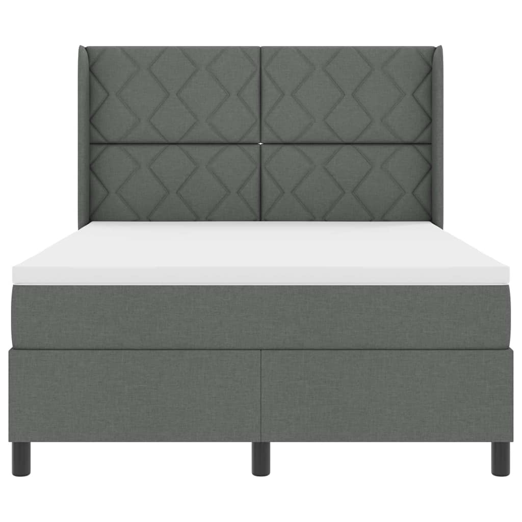 LED Κρεβάτι με βάθρο με στρώμα Σκούρο Γκρι 160 x 200 cm ύφασμα - Pakobazaar