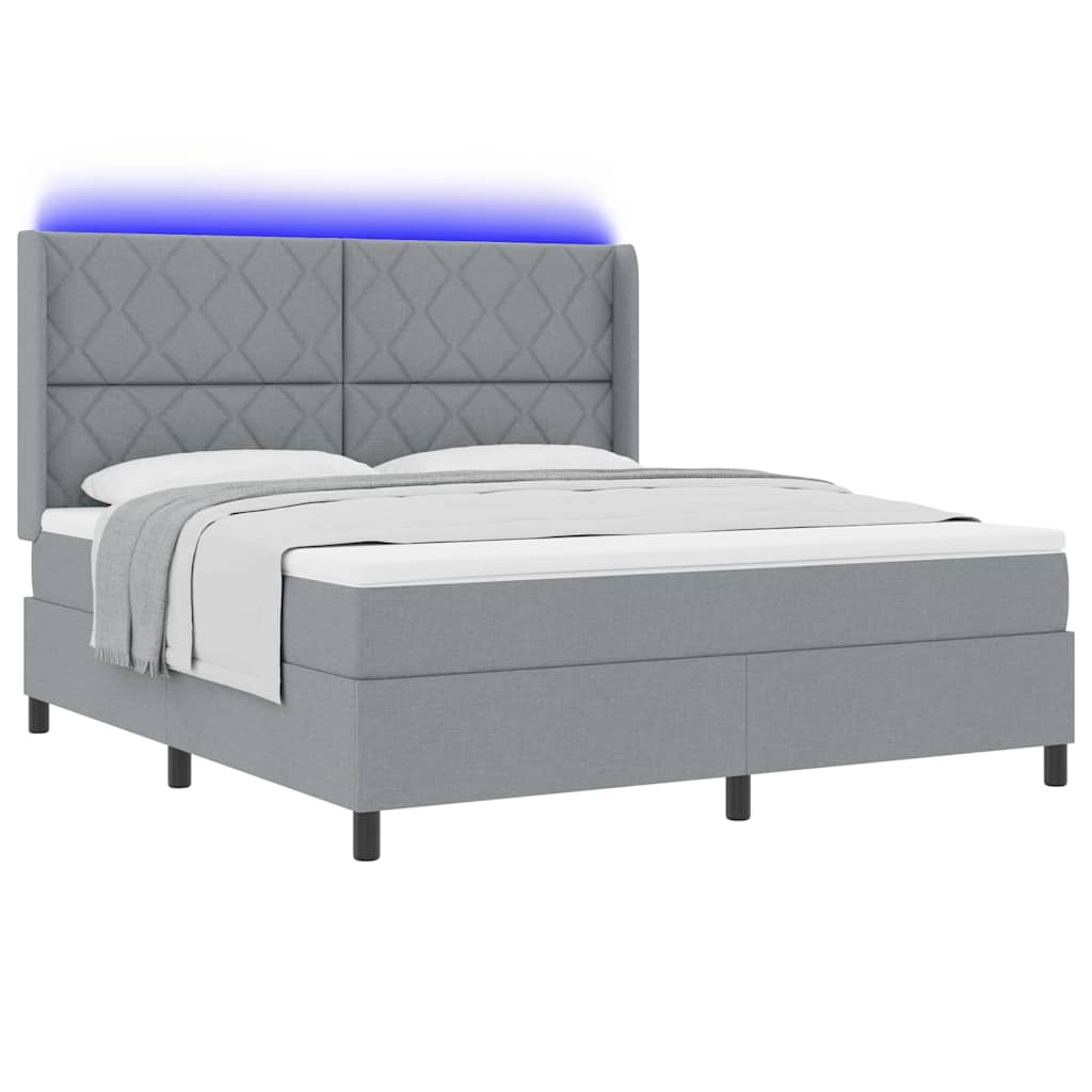 LED Κρεβάτι με βάθρο Ανοιχτό γκρι 180 x 200 cm ύφασμα - Pakobazaar
