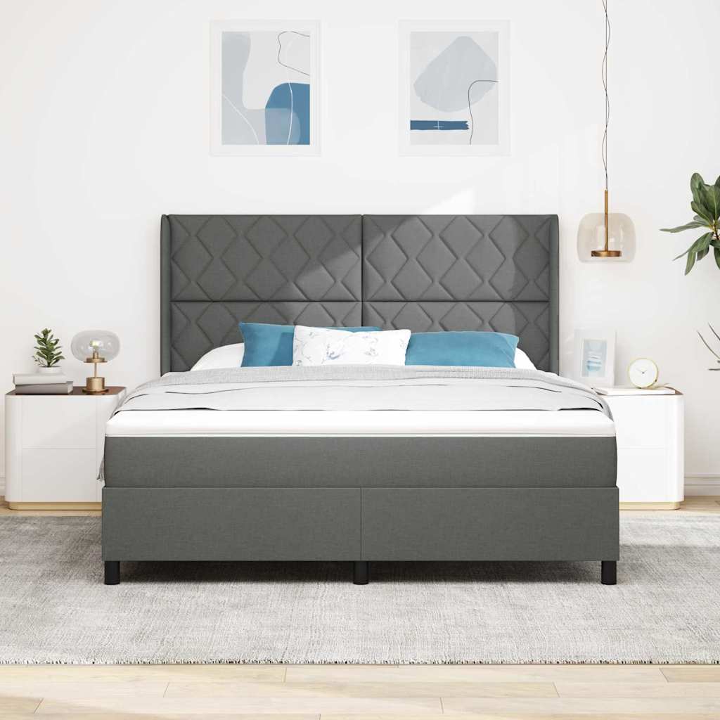 LED Κρεβάτι με βάθρο Σκούρο Γκρι 180 x 200 cm ύφασμα - Pakobazaar