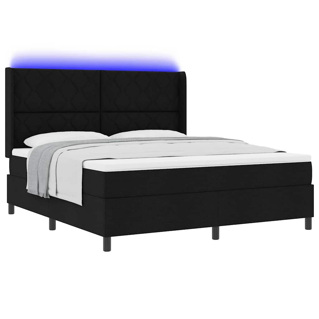 LED Κρεβάτι με βάθρο με κεφαλάρι Μαύρο 180 x 200 cm ύφασμα - Pakobazaar