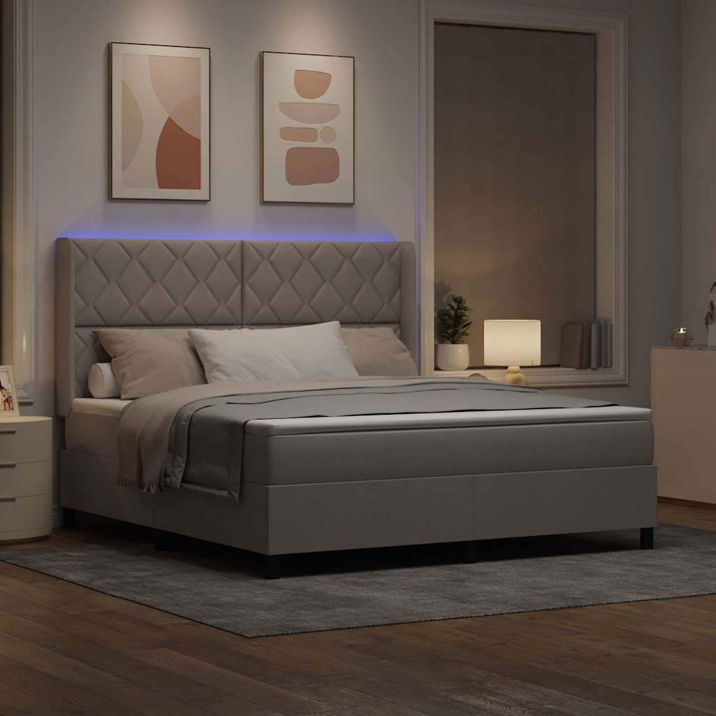 LED Κρεβάτι με βάθρο με κεφαλάρι Taupe 180 x 200 cm ύφασμα - Pakobazaar