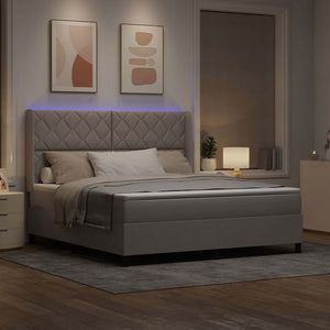 LED Κρεβάτι με βάθρο με κεφαλάρι Taupe 180 x 200 cm ύφασμα - Pakobazaar