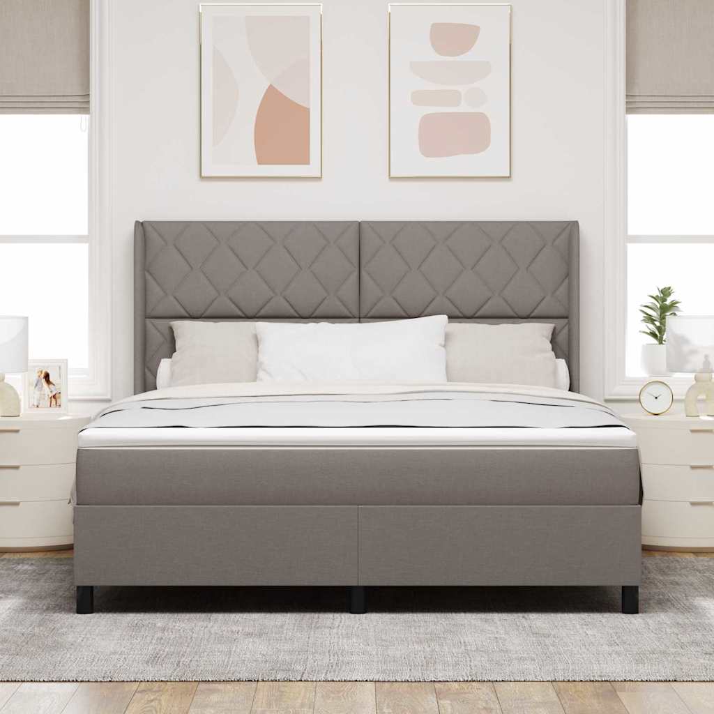 LED Κρεβάτι με βάθρο με κεφαλάρι Taupe 180 x 200 cm ύφασμα - Pakobazaar